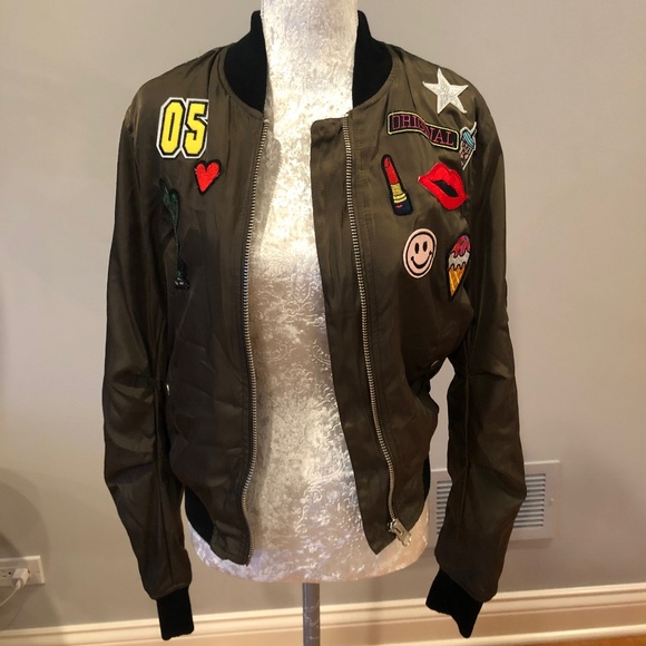 Design Lab Patched Bomber Jacket | Poshmark